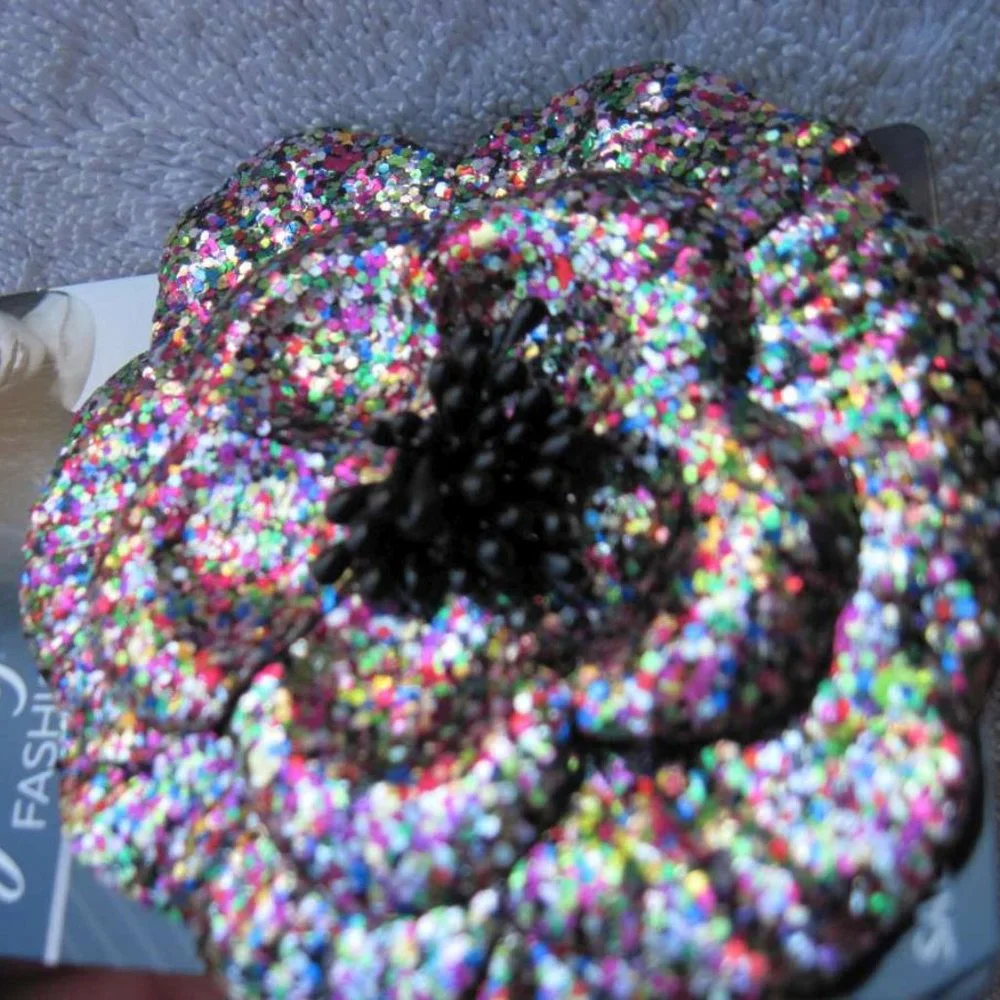 Goody Large Flower Glitter Metal Sectioning Hair Clip Jewelry Accessory Safe Pin